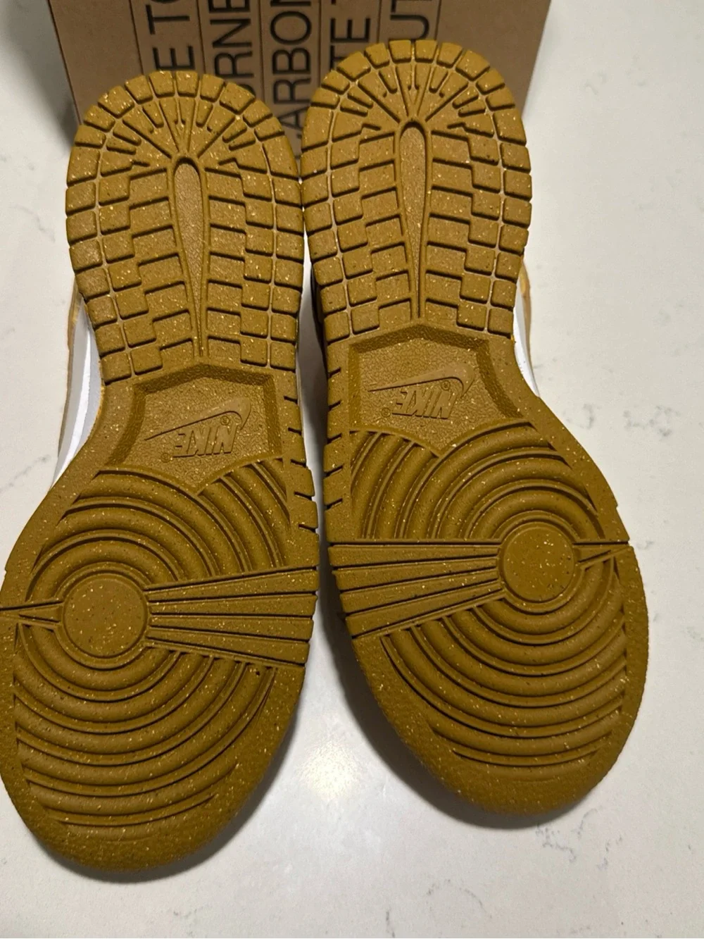 Nike Kids Low-Top Sneakers in White and Mustard Yellow